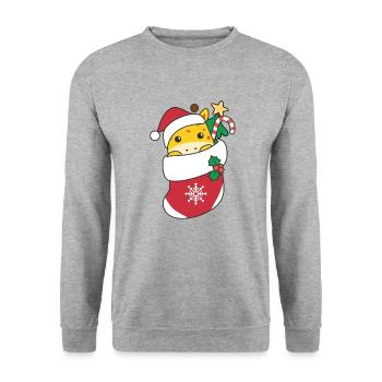 Mignonnes girafes en chaussettes de Noël pour Noël - Sweat-shirt Unisexe - gris chiné - Devant - Alina (178cm) & Michal (187cm)