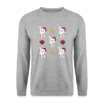 Lapin Noël Animaux d’hiver Lapins - Sweat-shirt Unisexe - gris chiné - Devant - Alina (178cm) & Michal (187cm)
