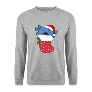 Cute Axolotls in Christmas Socks for Christmas - Unisex Sweatshirt - salt & pepper - Front - Alina (178cm) & Michal (187cm)