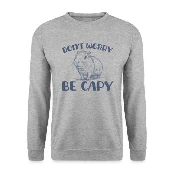 Don't worry, be Capy Funny Capybara - Unisex Sweatshirt - salt & pepper - Front - Alina (178cm) & Michal (187cm)