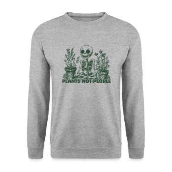 Plant Lovers Skeleton Design Plants not people - Unisex Sweatshirt - salt & pepper - Front - Alina (178cm) & Michal (187cm)