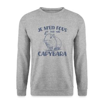 Je m'en fous je suis un capybara - süßes Capybara - Unisex Pullover - Weißgrau meliert - Vorne - Alina (178cm) & Michal (187cm)