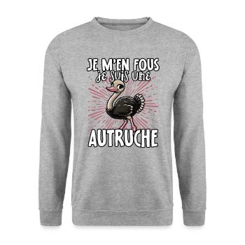 Je m’en fous je suis une autruche - sweet bouquet - Sweat-shirt Unisexe - gris chiné - Devant - Alina (178cm) & Michal (187cm)