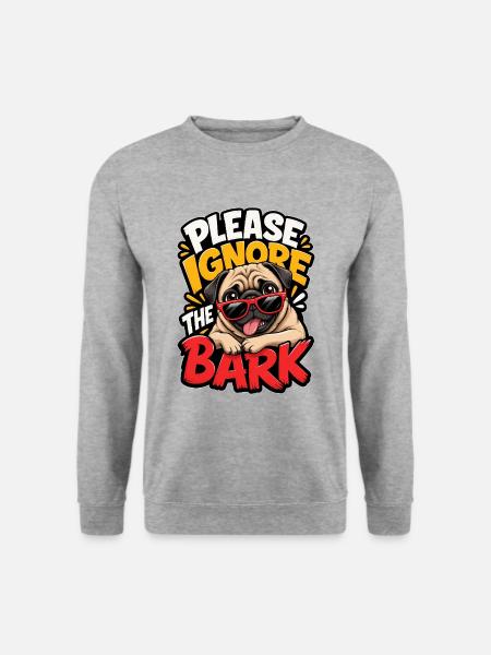 Mops - Unisex Pullover - Weißgrau meliert