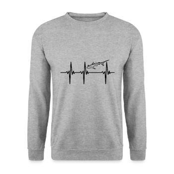 Battement de cœur pour les requins - Sweat-shirt Unisexe - gris chiné - Devant - Alina (178cm) & Michal (187cm)