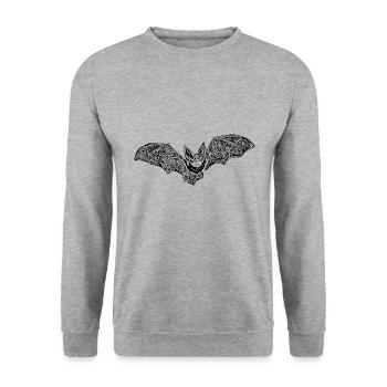 Unheimlich Niedliche Fledermaus - Unisex Pullover - Weißgrau meliert - Vorne - Alina (178cm) & Michal (187cm)