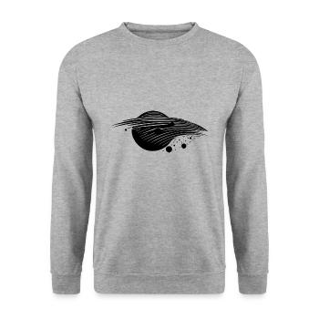 Schwarzes Loch Gravitation und Ereignishorizont - Unisex Pullover - Weißgrau meliert - Vorne - Alina (178cm) & Michal (187cm)