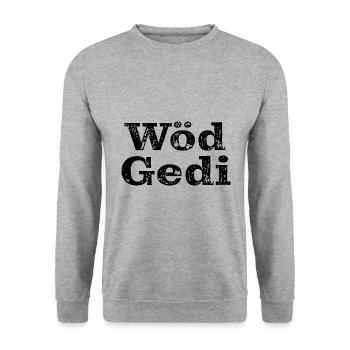 Wöd Gedi Bester Gedi sein Patenonkel fragen Taufe - Unisex Pullover - Weißgrau meliert - Vorne - Alina (178cm) & Michal (187cm)