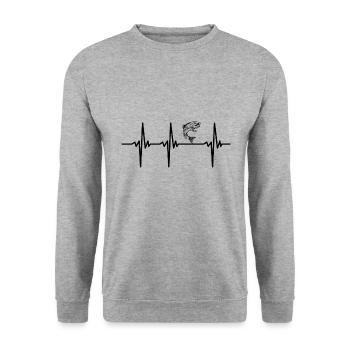 Heartbeat for trout and char fish - Unisex Sweatshirt - salt & pepper - Front - Alina (178cm) & Michal (187cm)
