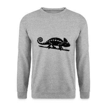 Chameleon Drawing in Ink Style - Unisex Sweatshirt - salt & pepper - Front - Alina (178cm) & Michal (187cm)