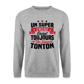 Un super frère devient toujours un super tonton - Sweat-shirt Unisexe - gris chiné - Devant - Alina (178cm) & Michal (187cm)