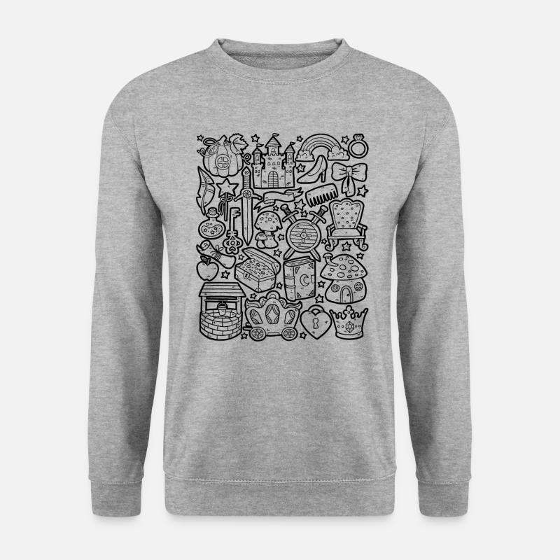 Märchen Doodles Fantasy Magie Märchenbuch - Unisex Pullover - Weißgrau meliert