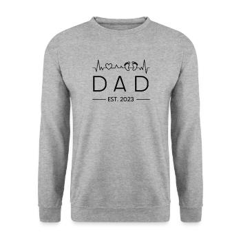 Dad Est. 2023 Heartbeat for future dad - Unisex Sweatshirt - salt & pepper - Front - Alina (178cm) & Michal (187cm)