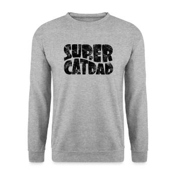 Super Cat Dad for Best Cat Dad Ever Retro - Unisex Sweatshirt - salt & pepper - Front - Alina (178cm) & Michal (187cm)