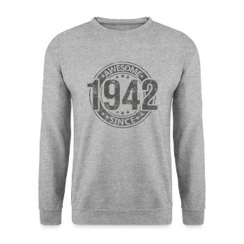 Awesome Since Vintage 1942 Retro Birthday - Unisex Sweatshirt - salt & pepper - Front - Alina (178cm) & Michal (187cm)