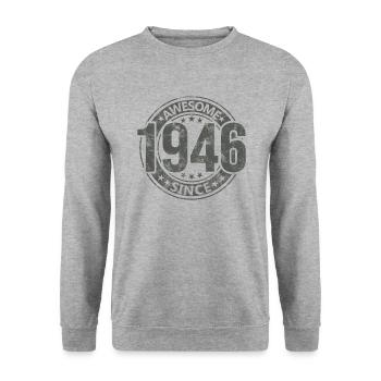Awesome Since Vintage 1946 Retro Birthday - Unisex Sweatshirt - salt & pepper - Front - Alina (178cm) & Michal (187cm)