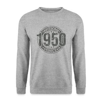 Génial depuis l’anniversaire rétro vintage des années 1950 - Sweat-shirt Unisexe - gris chiné - Devant - Alina (178cm) & Michal (187cm)