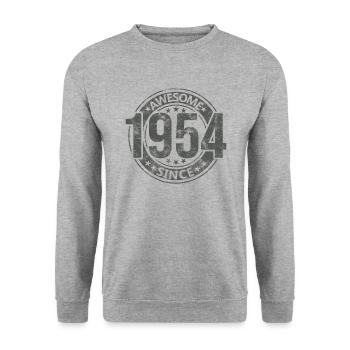 Génial depuis l’anniversaire rétro vintage 1954 - Sweat-shirt Unisexe - gris chiné - Devant - Alina (178cm) & Michal (187cm)