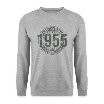 Génial depuis l’anniversaire rétro vintage 1955 - Sweat-shirt Unisexe - gris chiné - Devant - Alina (178cm) & Michal (187cm)