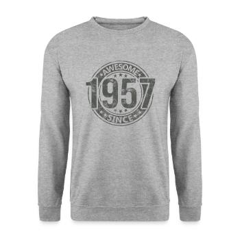 Génial depuis l’anniversaire rétro vintage 1957 - Sweat-shirt Unisexe - gris chiné - Devant - Alina (178cm) & Michal (187cm)