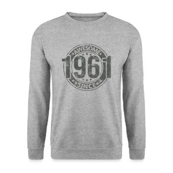 Génial depuis l’anniversaire rétro vintage 1961 - Sweat-shirt Unisexe - gris chiné - Devant - Alina (178cm) & Michal (187cm)