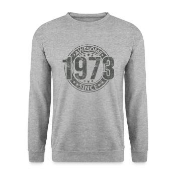 Awesome Since Jahrgang 1973 Retro Geburtstag - Unisex Pullover - Weißgrau meliert - Vorne - Alina (178cm) & Michal (187cm)