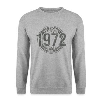 Awesome Since Jahrgang 1972 Retro Geburtstag - Unisex Pullover - Weißgrau meliert - Vorne - Alina (178cm) & Michal (187cm)