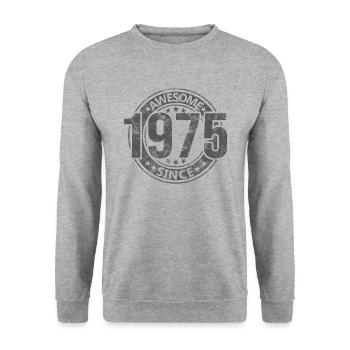 Awesome Since Vintage 1975 Retro Birthday - Unisex Sweatshirt - salt & pepper - Front - Alina (178cm) & Michal (187cm)