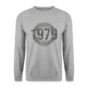 Awesome Since Vintage 1979 Retro Birthday - Unisex Sweatshirt - salt & pepper - Front - Alina (178cm) & Michal (187cm)