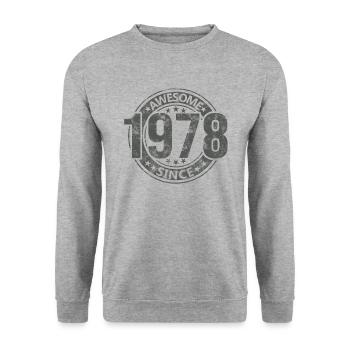 Awesome Since Jahrgang 1978 Retro Geburtstag - Unisex Pullover - Weißgrau meliert - Vorne - Alina (178cm) & Michal (187cm)