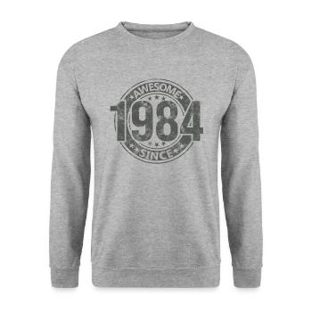 Génial depuis l’anniversaire rétro vintage 1984 - Sweat-shirt Unisexe - gris chiné - Devant - Alina (178cm) & Michal (187cm)