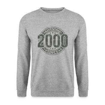 Awesome Since Jahrgang 2000 Retro Geburtstag - Unisex Pullover - Weißgrau meliert - Vorne - Alina (178cm) & Michal (187cm)
