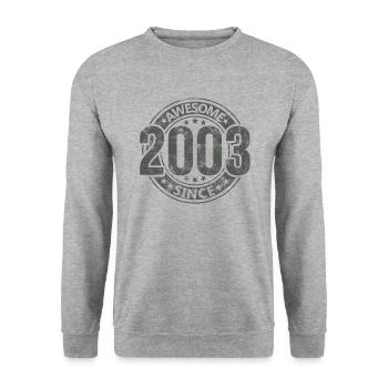 Awesome Since Jahrgang 2003 Retro Geburtstag - Unisex Pullover - Weißgrau meliert - Vorne - Alina (178cm) & Michal (187cm)