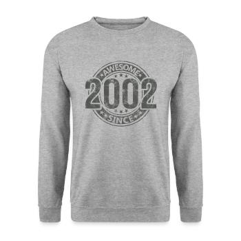 Awesome Since Jahrgang 2002 Retro Geburtstag - Unisex Pullover - Weißgrau meliert - Vorne - Alina (178cm) & Michal (187cm)