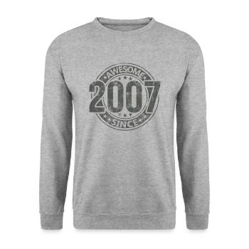 Génial depuis l’anniversaire rétro vintage 2007 - Sweat-shirt Unisexe - gris chiné - Devant - Alina (178cm) & Michal (187cm)