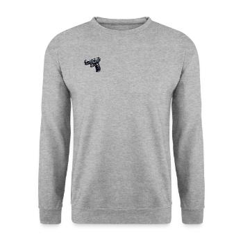 Pistolet / Arme Polygone - Sweat-shirt Unisexe - gris chiné - Devant - Alina (178cm) & Michal (187cm)