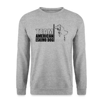 TEAM American Eskimo Dog Hunde Hund Wilsigns - Unisex Pullover - Weißgrau meliert - Vorne - Alina (178cm) & Michal (187cm)