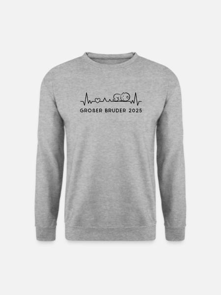 Ich Werde Großer Bruder 2025 Baby Ankündigung - Unisex Pullover - Weißgrau meliert