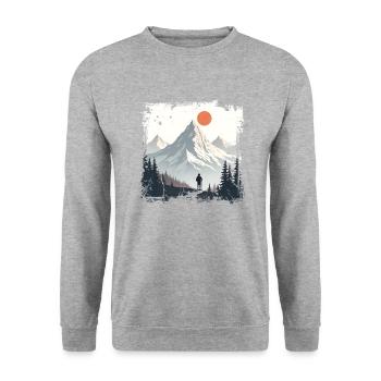 Wanderer in den Bergen Ich Liebe Wandern Und Natur - Unisex Pullover - Weißgrau meliert - Vorne - Alina (178cm) & Michal (187cm)