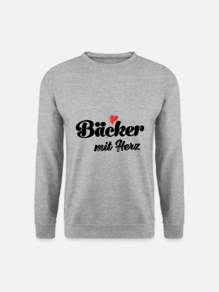 Bäcker mit Herz Bäckerin Backen Konditor Bäckerei - Unisex Pullover - Weißgrau meliert