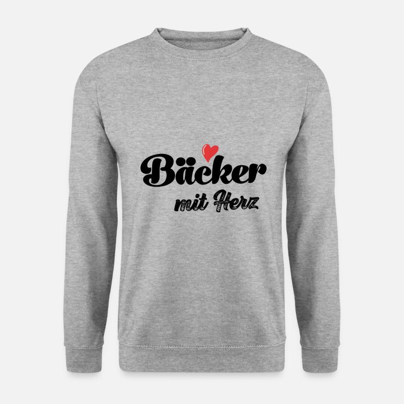 Bäcker mit Herz Bäckerin Backen Konditor Bäckerei - Unisex Pullover - Weißgrau meliert