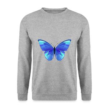 Schmetterling - Unisex Pullover - Weißgrau meliert - Vorne - Alina (178cm) & Michal (187cm)