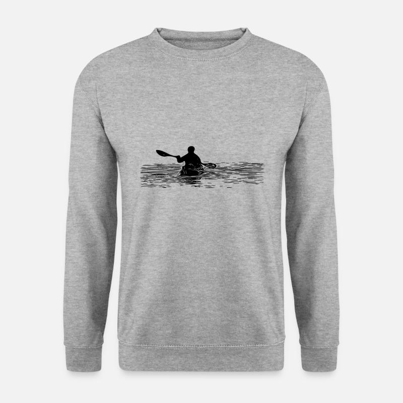 Paddler im Kanu Sonnenuntergang Kayakfahrer - Unisex Pullover - Weißgrau meliert