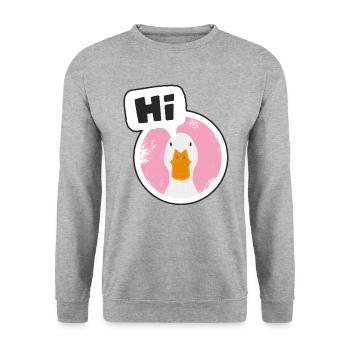 HI Gans - Unisex Pullover - Weißgrau meliert - Vorne - Alina (178cm) & Michal (187cm)