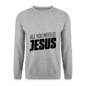 jesus saying faith - Unisex Sweatshirt - salt & pepper - Front - Alina (178cm) & Michal (187cm)