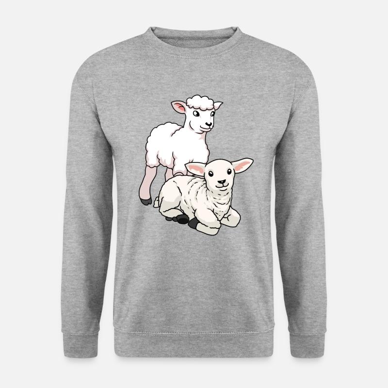Schafe Ostern Lamm Bauernhof Tiere Kinder Wolle - Unisex Pullover - Weißgrau meliert