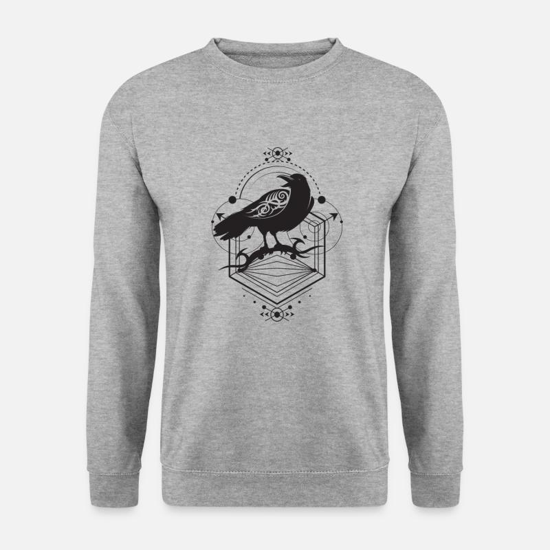 Krafttier Rabe - Unisex Pullover - Weißgrau meliert