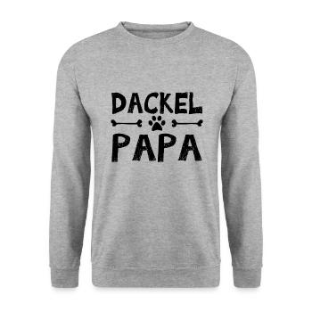 Dackel Vater - Unisex Pullover - Weißgrau meliert - Vorne - Alina (178cm) & Michal (187cm)