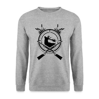 Rotwild Jagen - Unisex Pullover - Weißgrau meliert - Vorne - Alina (178cm) & Michal (187cm)