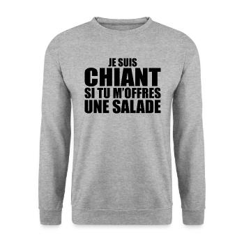 Mann, der liebt: Salat. Lustiger Design-Humor - Unisex Pullover - Weißgrau meliert - Vorne - Alina (178cm) & Michal (187cm)